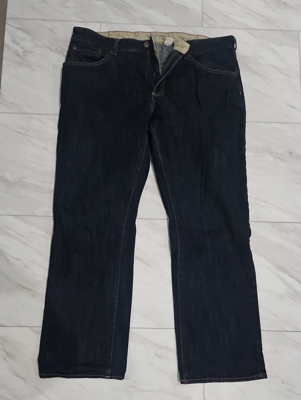 Dark Blue Straight Leg Jeans